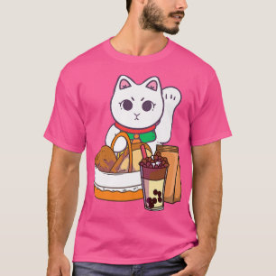 Kawaii Cat med Food Boba Bubble Tea Neko Anime Cu T Shirt