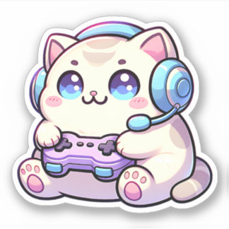 Kawaii Cat med pastel Sticker för spelkontroll Klistermärken