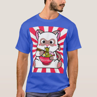 Kawaii Cat med Ramen Anime Neko Tonåring Gift 803 T Shirt