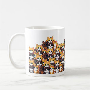 Kawaii Cat Mönster i Soft Färg Mugg