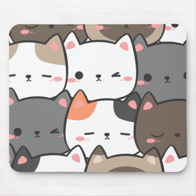 Kawaii Cat Mouse Pad - Cute Desk Decor Musmatta (Framsidan)