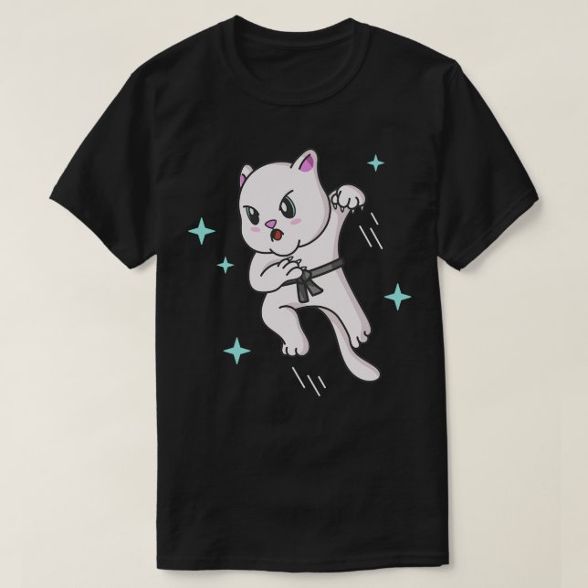 Kawaii Cat Ninja Kitten Fighter Karate T Shirt (Design framsida)