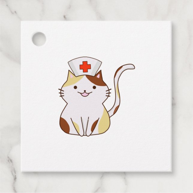 Kawaii Cat Nurse Gåvor Etiketter (Framsida)