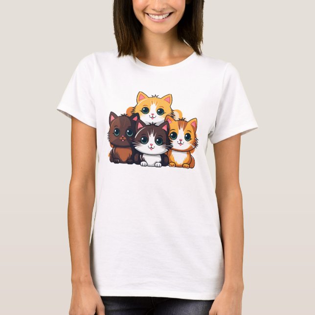 Kawaii Cat Pack – Cute Cartoon Cats Women’s T-Shir T Shirt (Framsida)