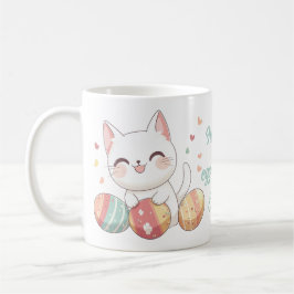 Kawaii Cat Påsk Mugg med ägg - Cat Lovers Gift