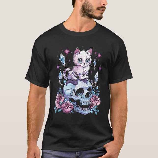 Kawaii Cat Pastel Goth Cute Creepy Kawaii Anime Ae T Shirt (Framsida)