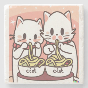 Kawaii Cat Pho Soppa Noodle Asian Food Älskare Gif Stenunderlägg