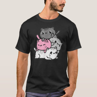 Kawaii Cat Pile Demigirl Pride T Shirt
