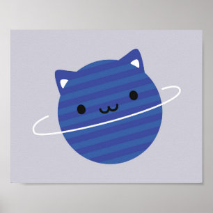 Kawaii Cat Planet i Space Poster