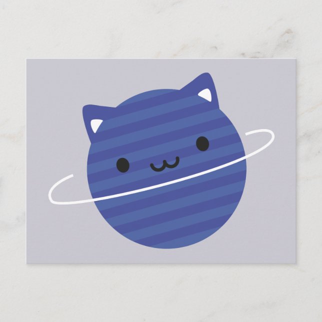 Kawaii Cat Planet i Space Vykort (Framsida)
