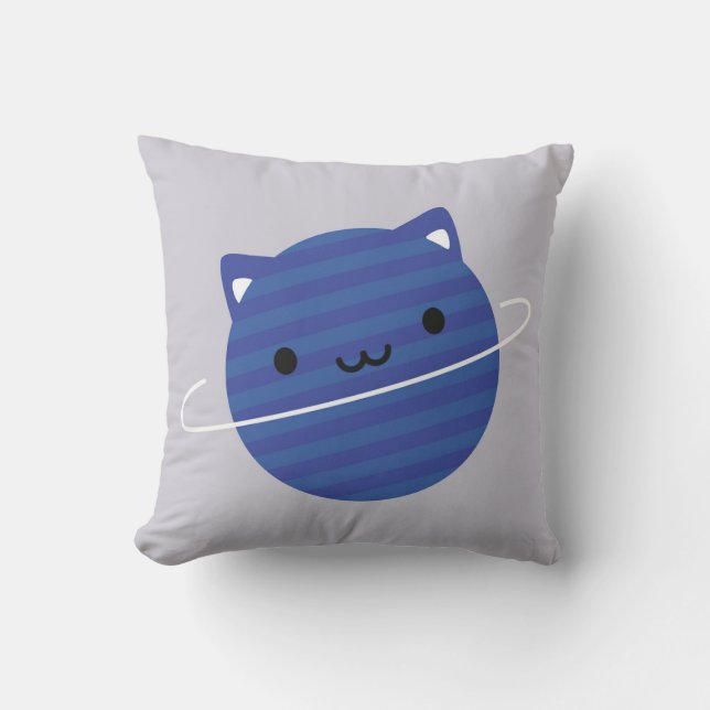 Kawaii Cat Planets in Space Reversible Kudde (Framsida)
