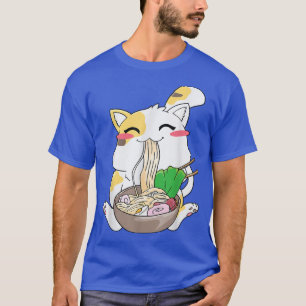 Kawaii Cat Ramen Anime Japanskt Matpresent Kille T Shirt