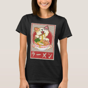 Kawaii Cat Ramen Anime Vintage Japanska gift Girls T Shirt