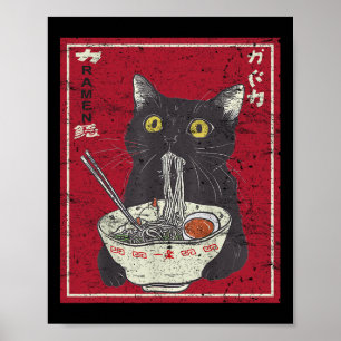 Kawaii Cat Ramen Japansk Food Funny Anime Girls T Poster