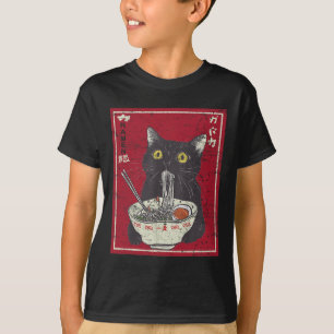 Kawaii Cat Ramen Japansk Food Funny Anime Girls T Shirt