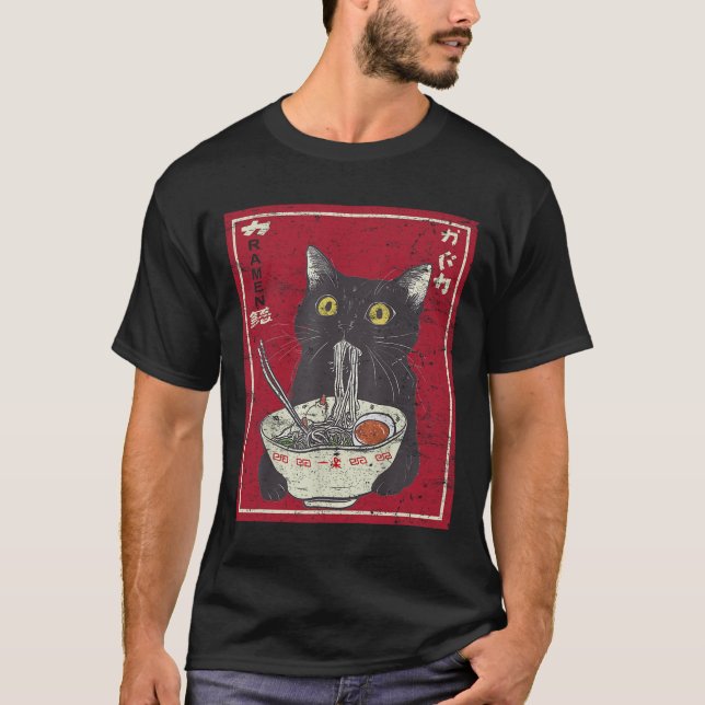 Kawaii Cat Ramen Japansk Food Funny Anime Girls T T Shirt (Framsida)