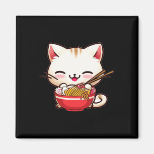 Kawaii Cat Ramen Kärlek japansk Food Funny Anime G Magnet