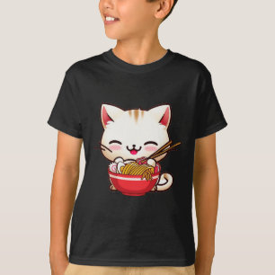 Kawaii Cat Ramen Kärlek japansk Food Funny Anime G T Shirt