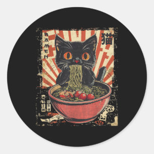 Kawaii Cat Ramen Noodle Funny Japanska Anime Manga Runt Klistermärke