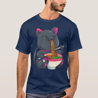 Kawaii Cat Ramen Noodles Cute Kitten Japanska Anim T Shirt