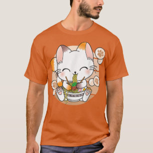 Kawaii Cat Ramen Noodles Otaku Japansk Anime Neko T Shirt