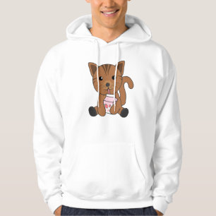 Kawaii Cat Retro Japanska jordgubbsbär Mjölk Hoodie