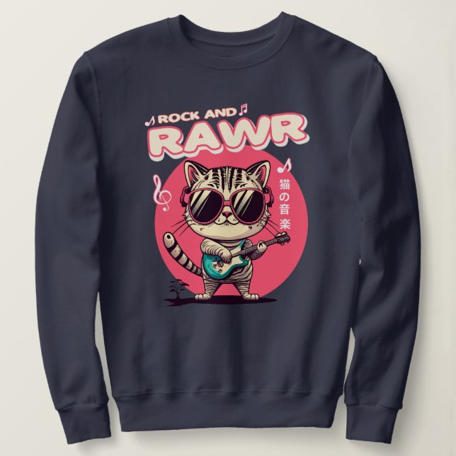 Kawaii Cat, Sten och Rawr Funny Kawaii T Shirt (Design framsida)