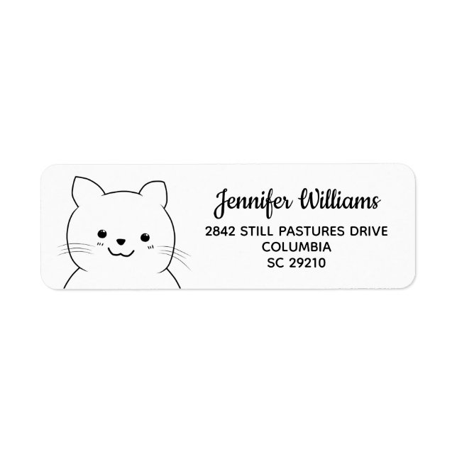Kawaii Cat Teckning Personlig Adressetiketter Returadress Etikett (Framsidan)