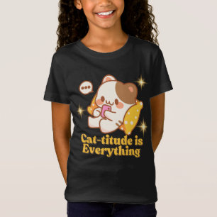 Kawaii Cat-titude-Animerad Cat Design T-shirt