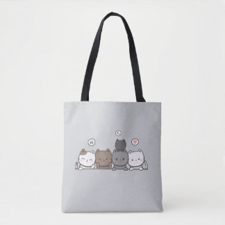 Kawaii Cat Tote Bag - del av matchande uppsättning Tygkasse
