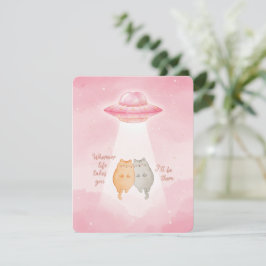 Kawaii Cat UFO Valentine Card for Loved Partners Julkort