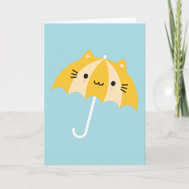 Kawaii Cat Umbrella Kort (Framsida)