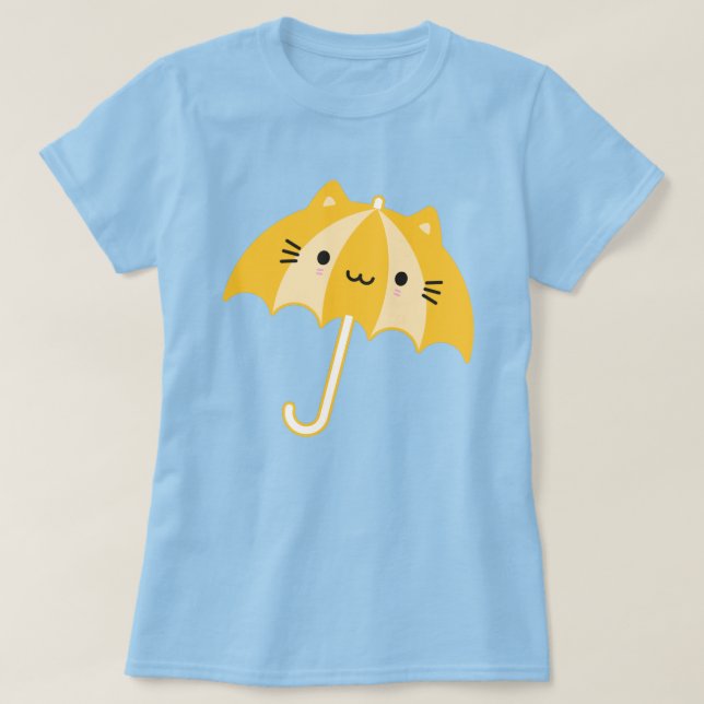 Kawaii Cat Umbrella T Shirt (Design framsida)