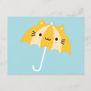 Kawaii Cat Umbrella Vykort