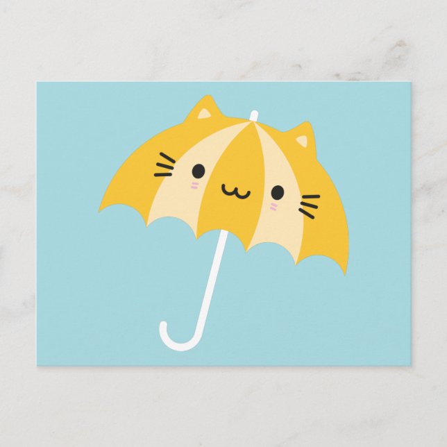 Kawaii Cat Umbrella Vykort (Framsida)