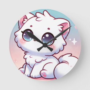 Kawaii Cat Wall Clock Rund Klocka