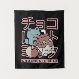 Kawaii Cat with Chocolate Milk – Japanese Pop Art 
