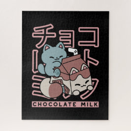Kawaii Cat with Chocolate Milk – Japanese Pop Art  Pussel