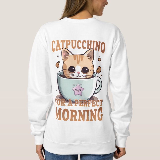 Kawaii Catpuccino för en Perfekt morgon T Shirt (Baksida)