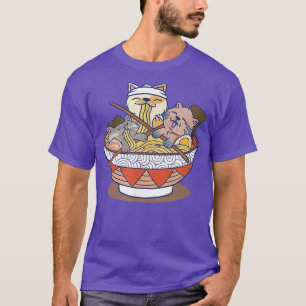 Kawaii Cats Anime Japansk Ramen Noodles T Shirt