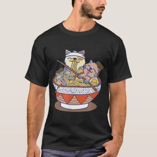 Kawaii Cats Anime Japansk Ramen Noodles T Shirt