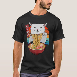 Kawaii Cats Eating Ramen Noodles Japansk Vintage T Shirt