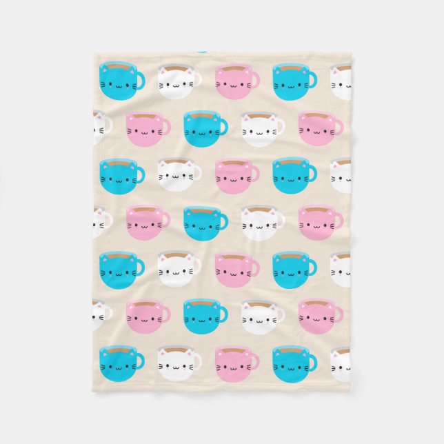 Kawaii Cats Kopp i Tea Fleecefilt (Framsidan)