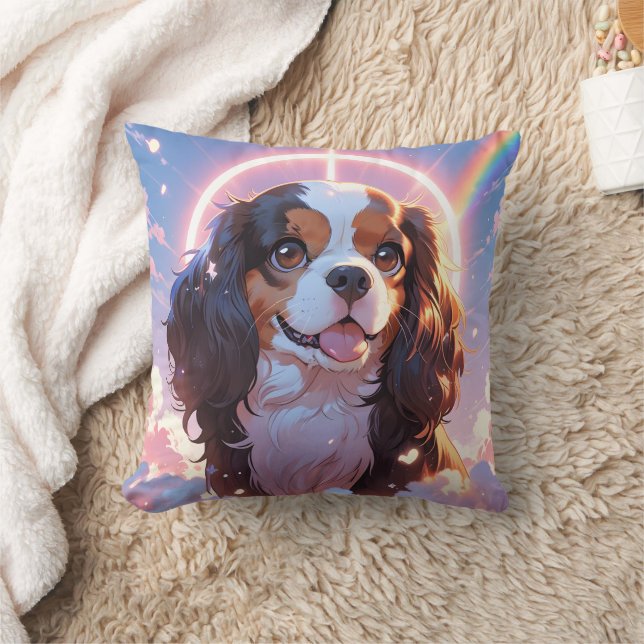 Kawaii Cavalier Kung Charles Pastel Rainbow himmel Kudde (Filt)