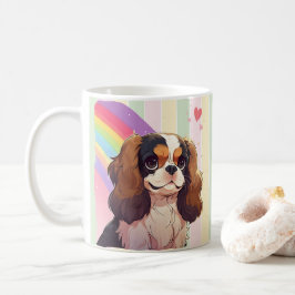 Kawaii Cavalier Kung Charles Pastel Rainbow Kaffemugg