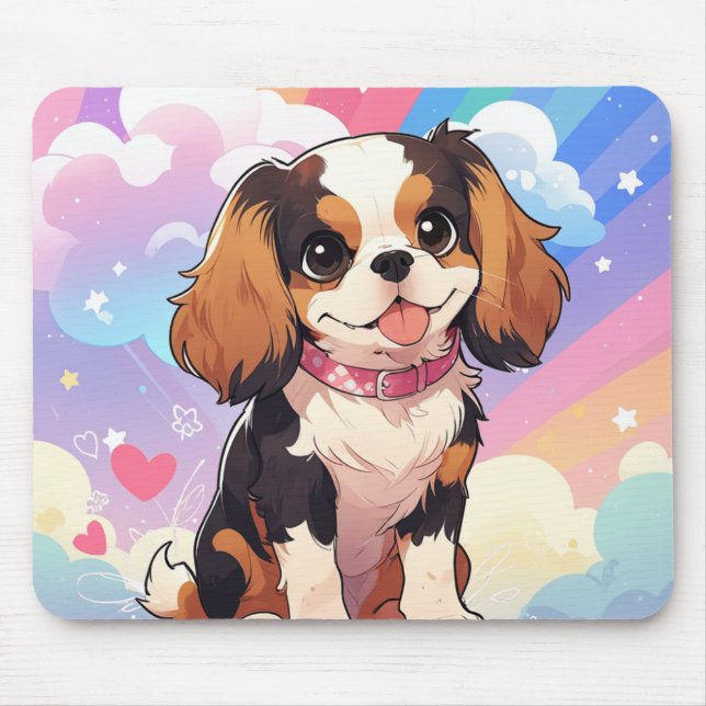 Kawaii Cavalier Kung Charles Pastel Rainbow Musmatta (Framsidan)