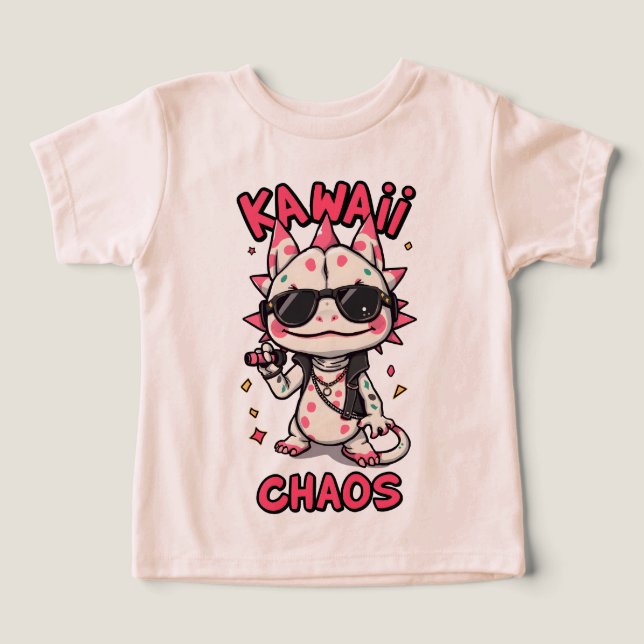 Kawaii Chaos Cool Axolotl Sunglasses LeatherJacket T Shirt (Design Framsida)