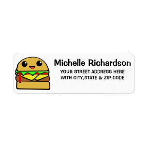 Kawaii Cheeseburger Returadress Etikett