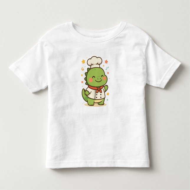 Kawaii Chef Dinosaur – Cute Dino Jobs T Shirt (Framsida)