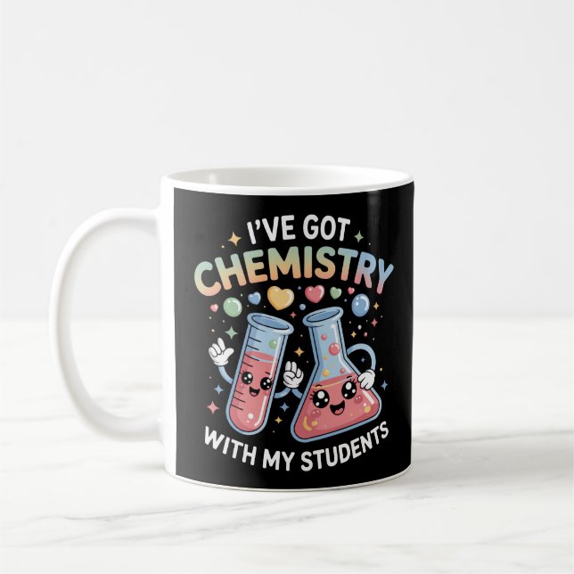 Kawaii Chemistry Teacher Cute Beaker & Test Tube  Kaffemugg (Vänster)